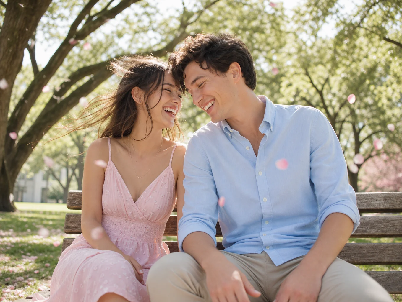 Us laughing during our first date